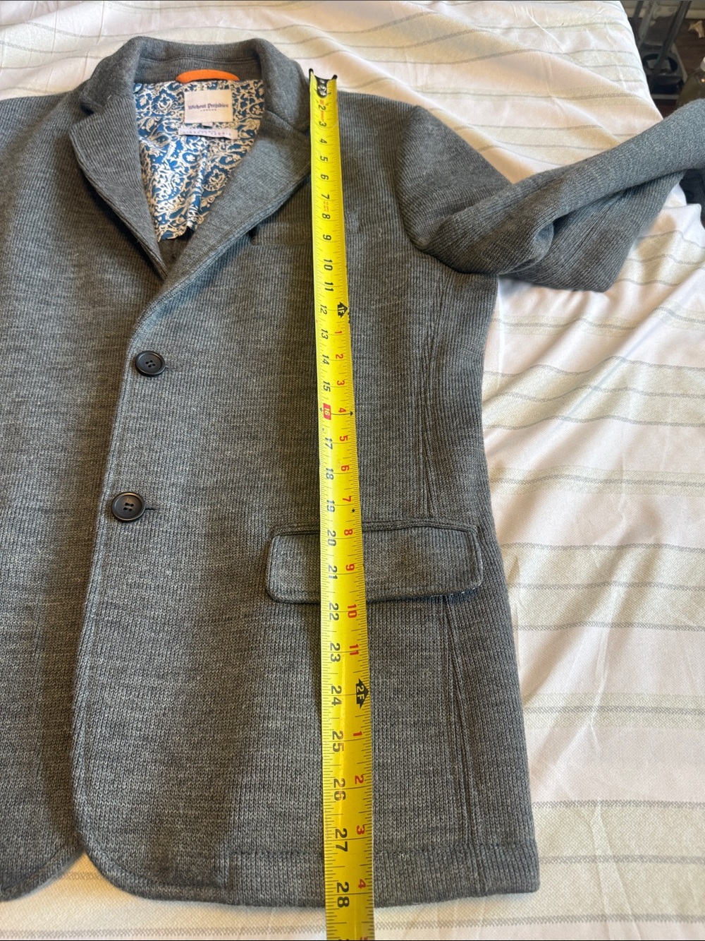 liberty Gray Knit Sport Coat with Patterned Lining - Picture 5 of 8
